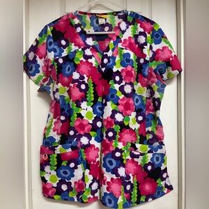 WonderWink Colorful Floral Women's shirt perfect for HealthCare field